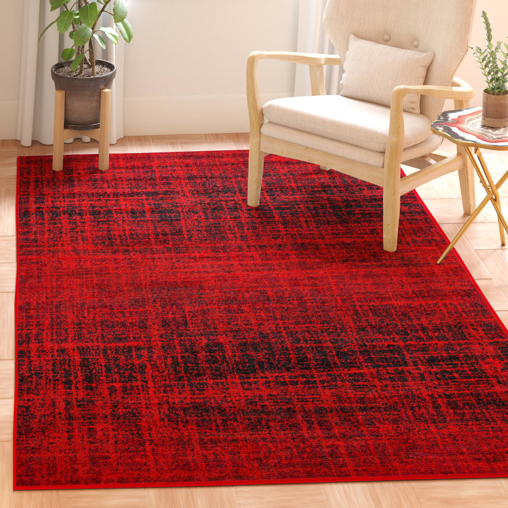 Tapis contemporain en polypropylène rouge/noir, 155 x 229 cm — vue 3
