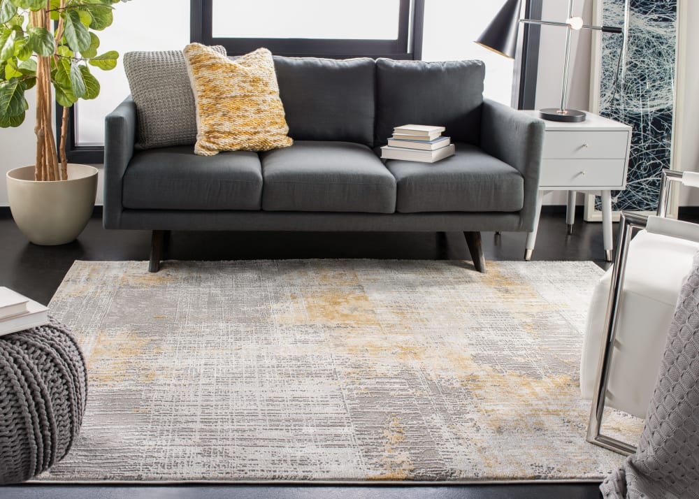 Zeitgenössische Polypropylen-Teppich in Grau/Beige, 160 x 229 cm