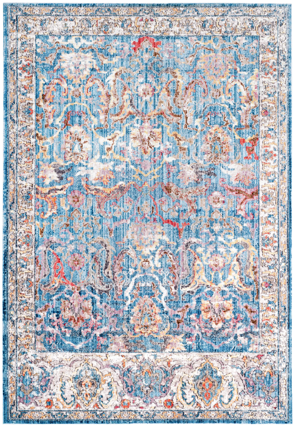Übergangsphase Polyester-Teppich in Blau/Grau, 155 x 229 cm -