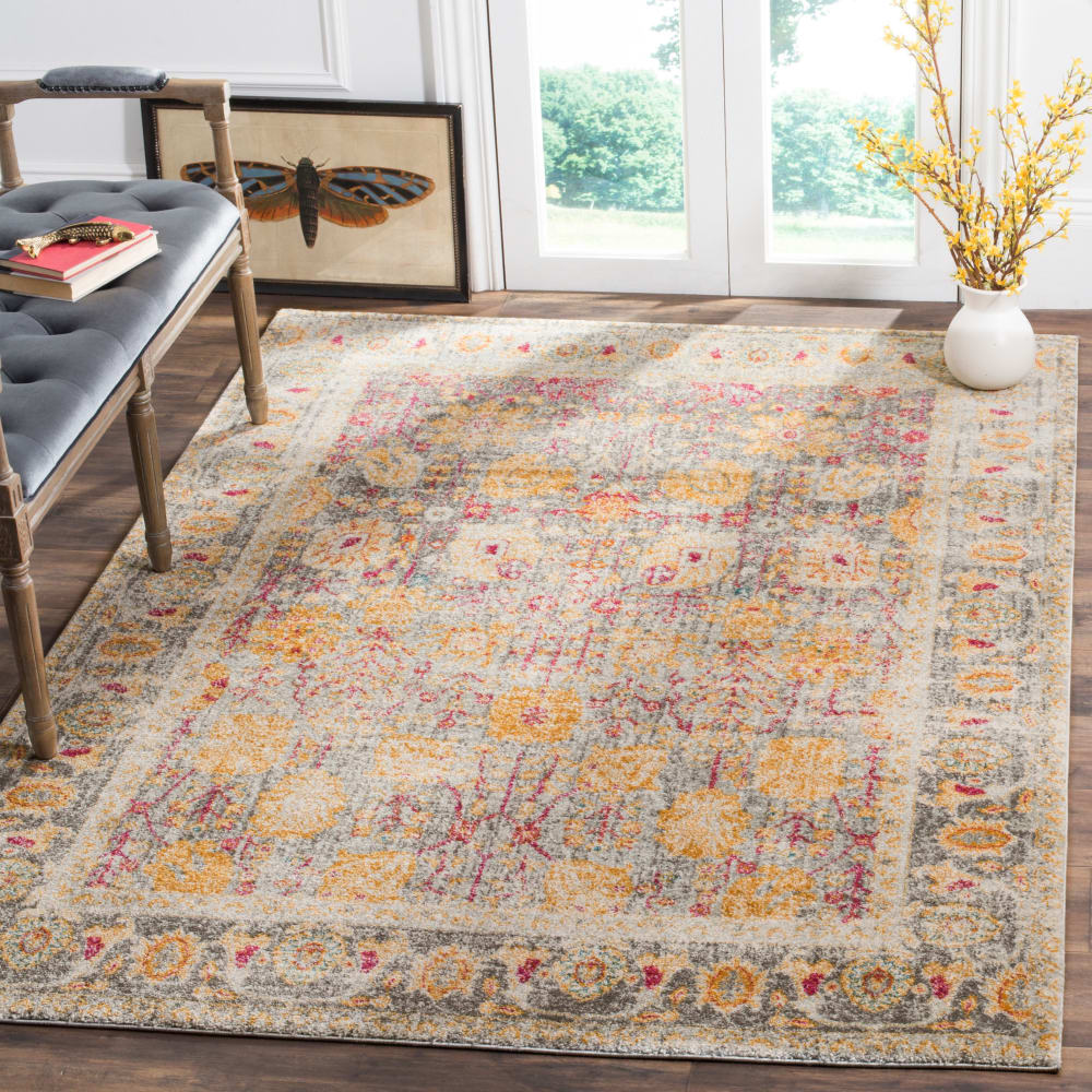 Traditionell Polypropylen-Teppich in Grau/Mehrfarbig, 155 x 229