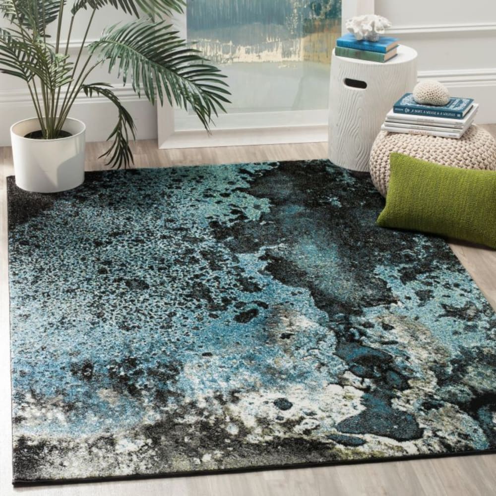 Safavieh Zeitgenössische Polypropylen-Teppich in Blau/Mehrfarbig, 160 x 229 cm style modern Blau Pp - Polypropylen
