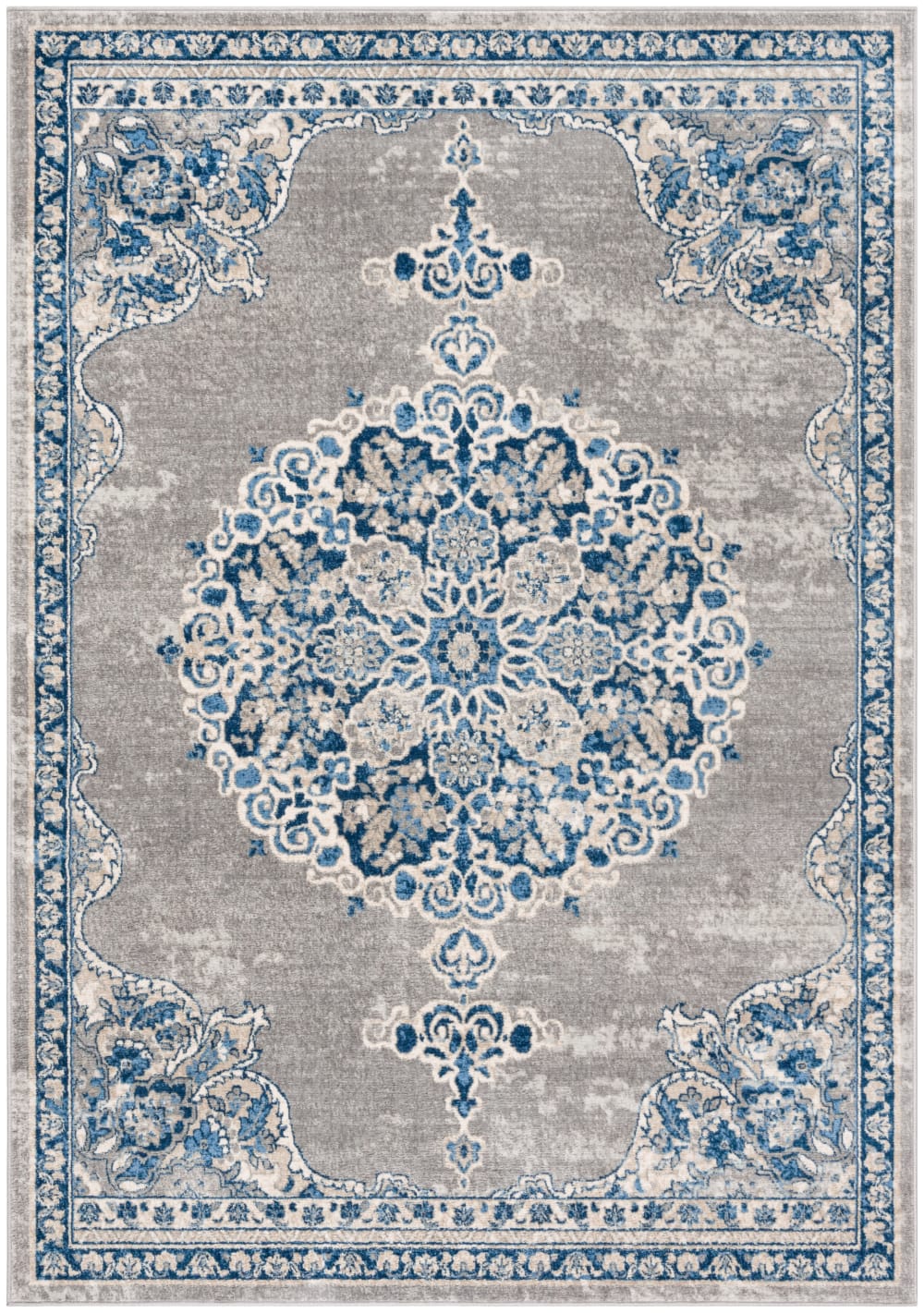 Übergangsphase Polypropylen-Teppich in Grau/Blau, 160 x 229 cm -