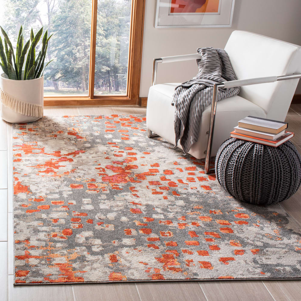 Tapis contemporain en polypropylène gris/orange, 160 x 229 cm — vue 3