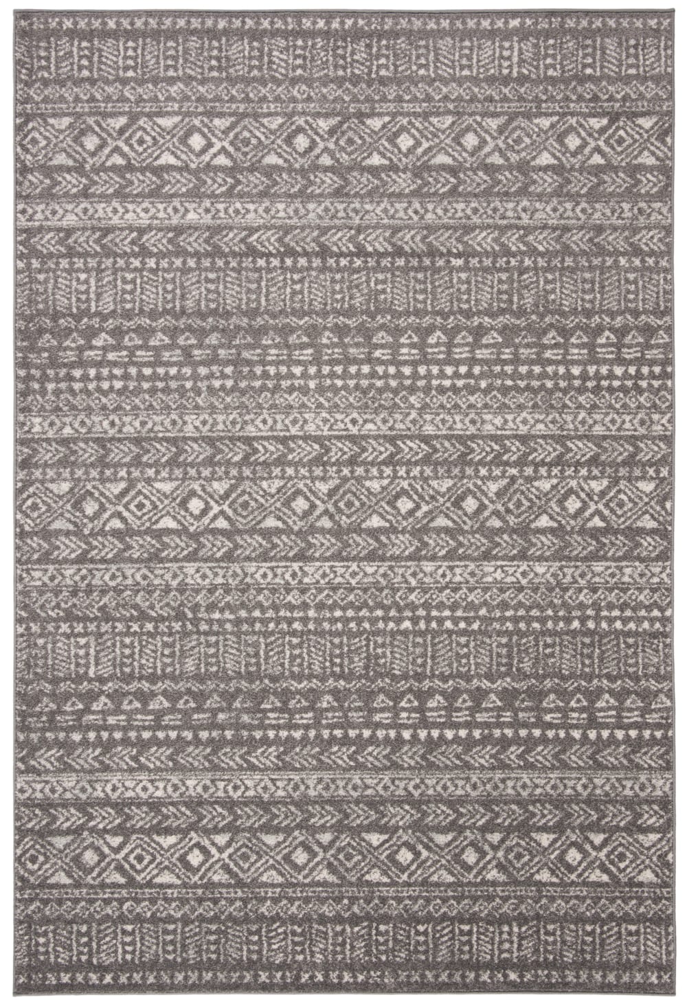Böhmisch Polypropylen-Teppich in Grau/Weiß, 160 x 229 cm -