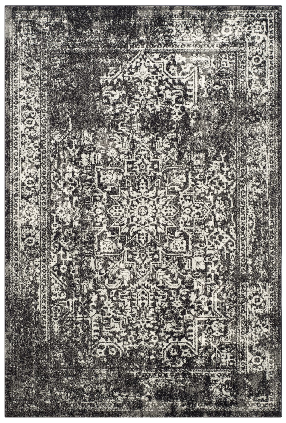 Übergangsphase Polypropylen-Teppich in Schwarz/Grau, 160 x 229 cm