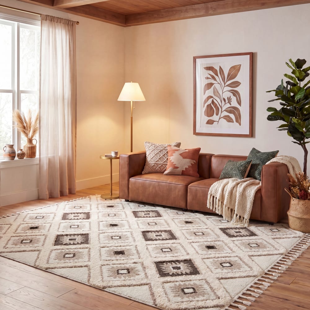 Polypropylen-Teppich in Weiß/Braun, 160 x 229 cm - Maisons Du