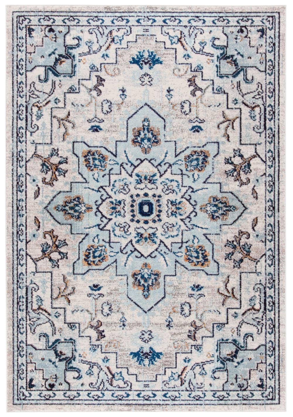 Boho Polypropylen-Teppich in Weiß/Blau, 160 x 229 cm - Maisons Du