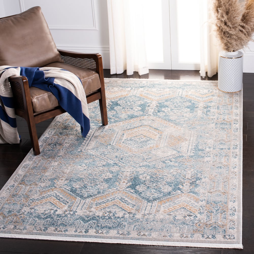 Tapis contemporain en polypropylène bleu/or, 160 x 229 cm — vue 3