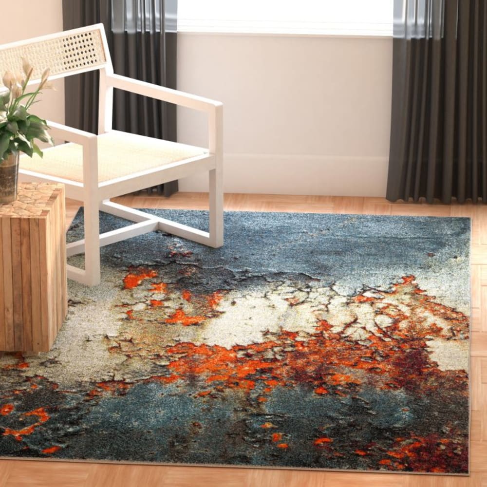 Tapis contemporain en polypropylène bleu/multicolore, 160 x 229 cm — vue 3