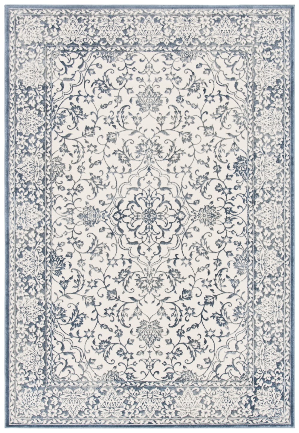 Übergangsphase Viskose-Teppich in Blau/Weiß, 155 x 229 cm -