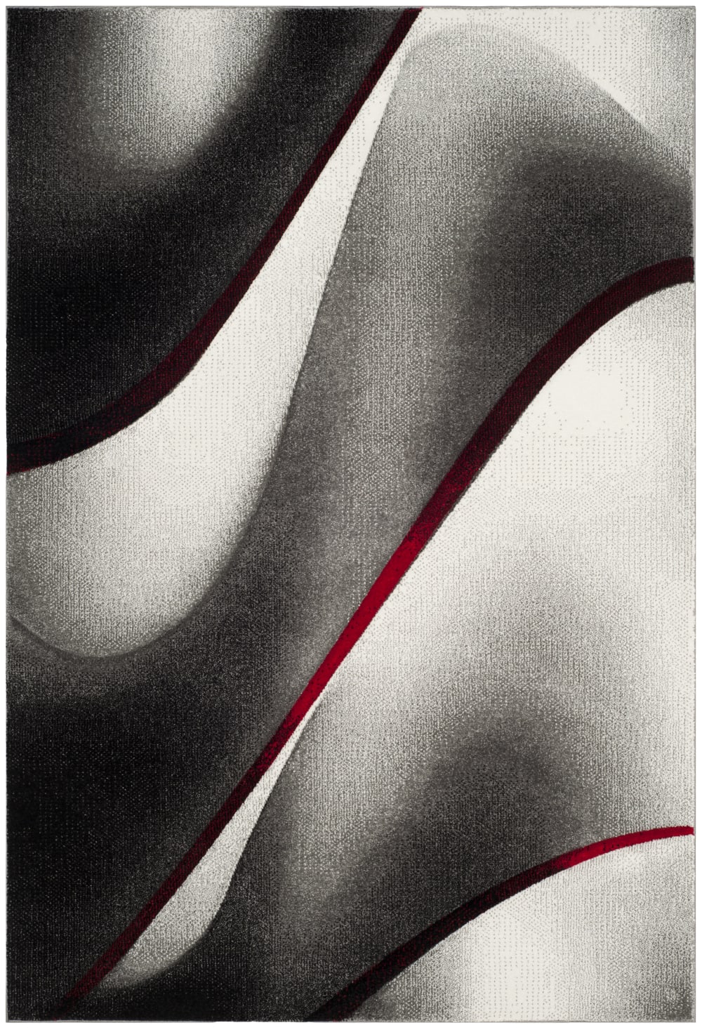 Zeitgenössische Polypropylen-Teppich in Grau/Rot, 160 x 229 cm -