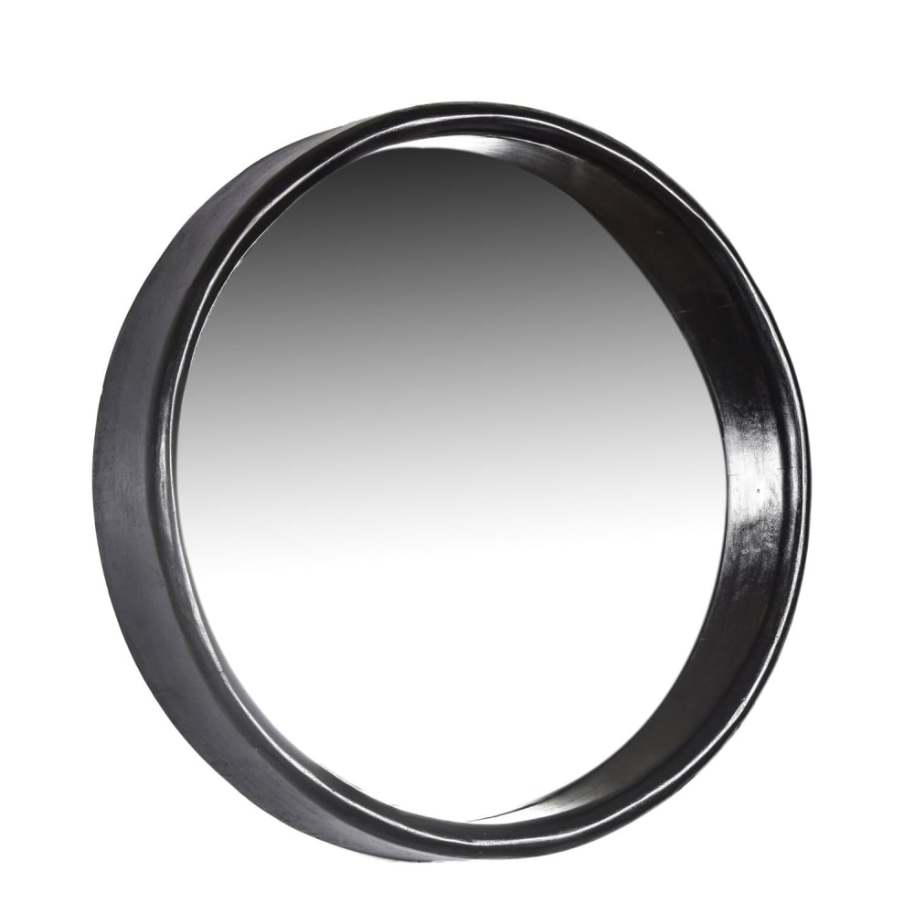 Livingfurn Wandspiegel Demy Ø55cm, Schwarz Schwarz Glas