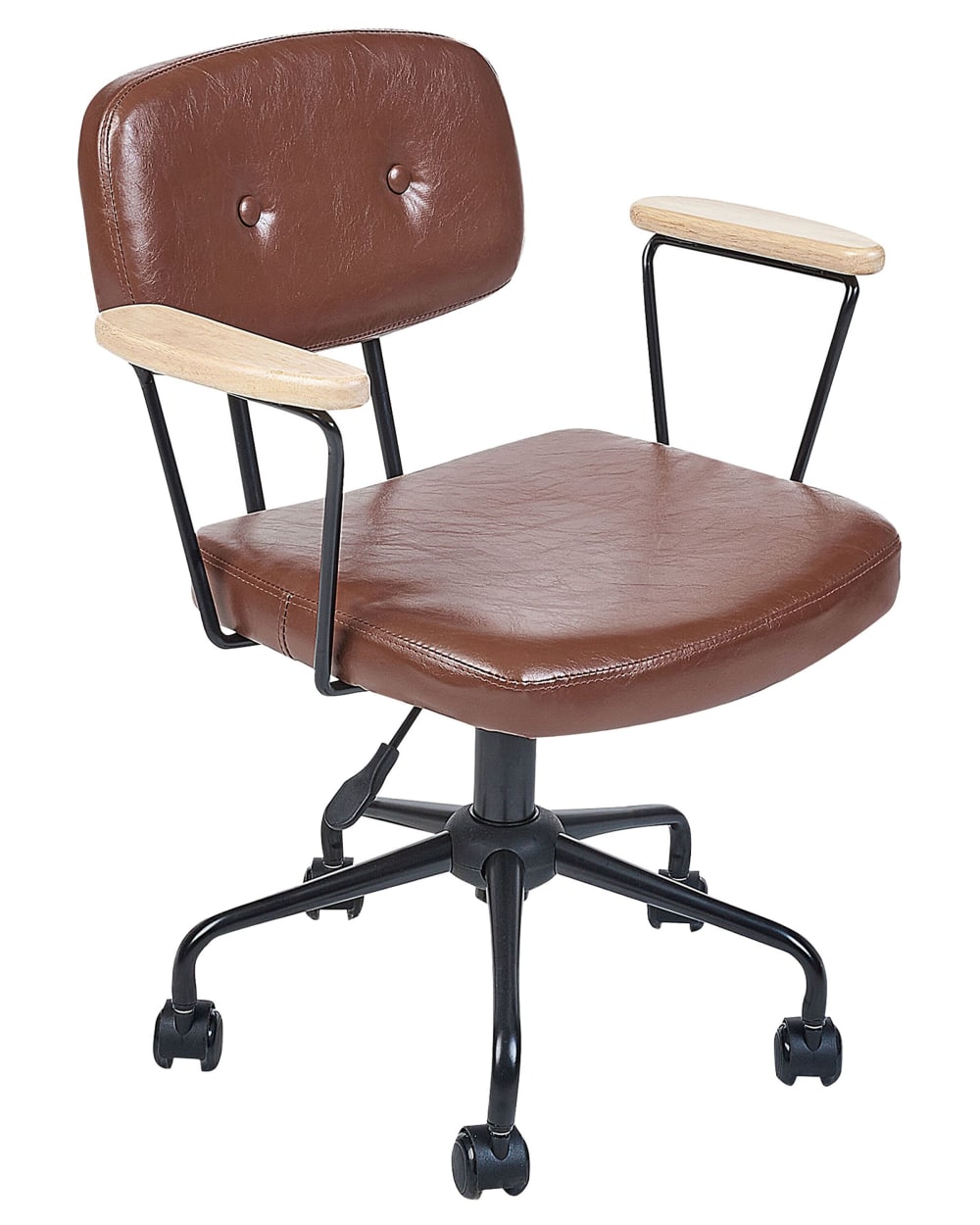Beliani Schreibtischstuhl aus Kunstleder 77-87 cm, braun style vintage - Pvc - Polyvinlychlorid