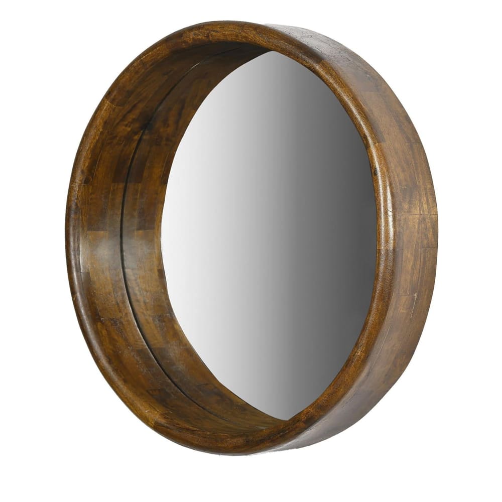 Livingfurn Wandspiegel Demy Ø80cm, Dunkelbraun - Glas