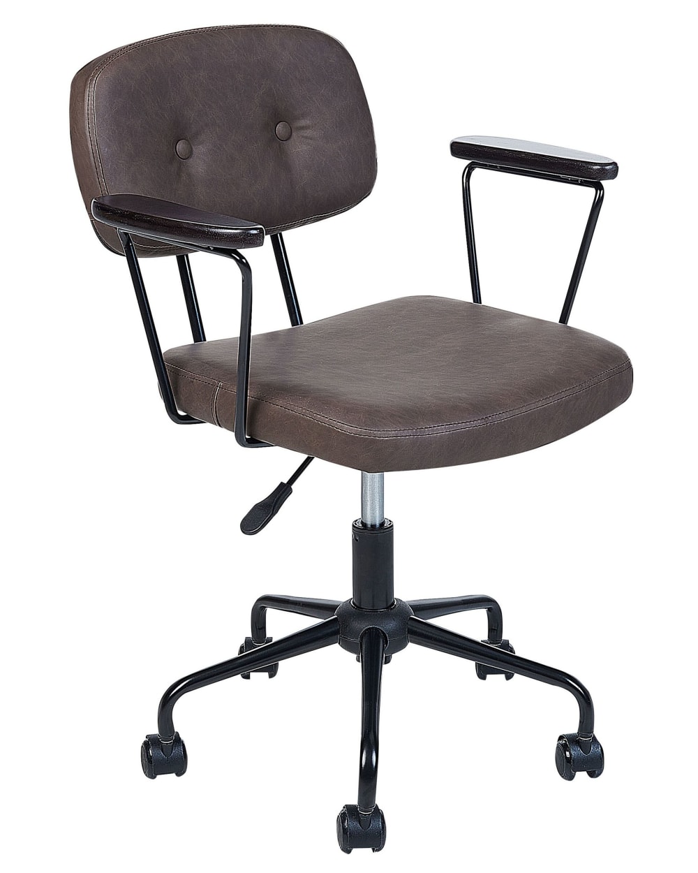 Beliani Schreibtischstuhl aus Kunstleder 77-87 cm, braun style vintage - Pvc - Polyvinlychlorid