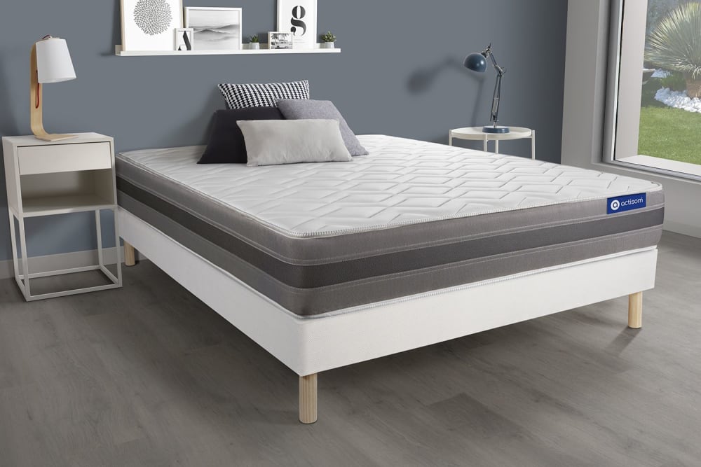 Actisom Bettgestell + Matratze Hybrid 120 x 220 cm, weiß style modern - Holz