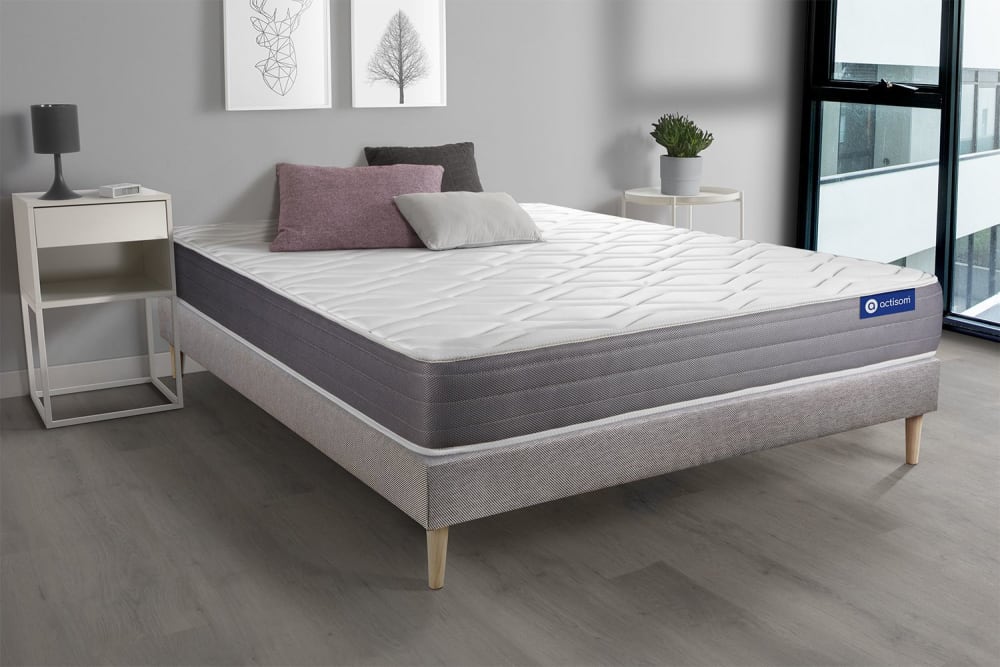 Actisom Bettgestell + Matratze aus Memory-Schaum 120 x 220 cm, grau style modern - Holz