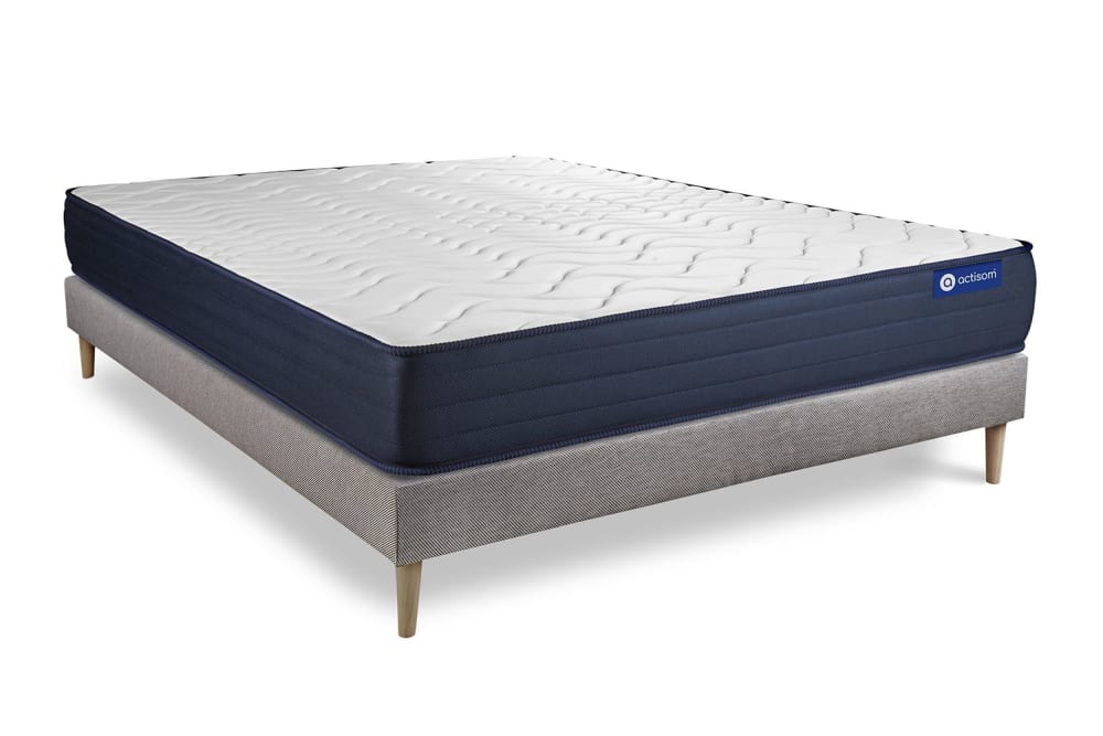 Actisom Bettgestell + Matratze aus Latex und Memory-Schaum 160 x 220 cm, grau style modern - Holz