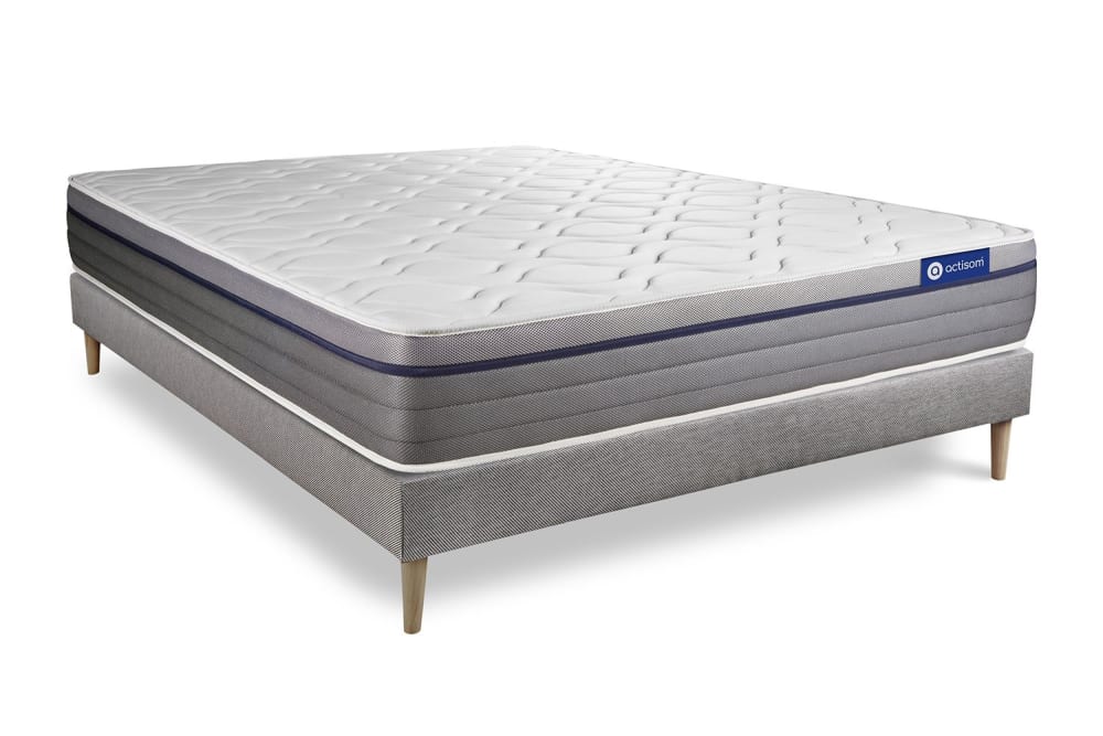 Actisom Bettgestell + Matratze Hybrid 130 x 220 cm, grau style modern - Holz