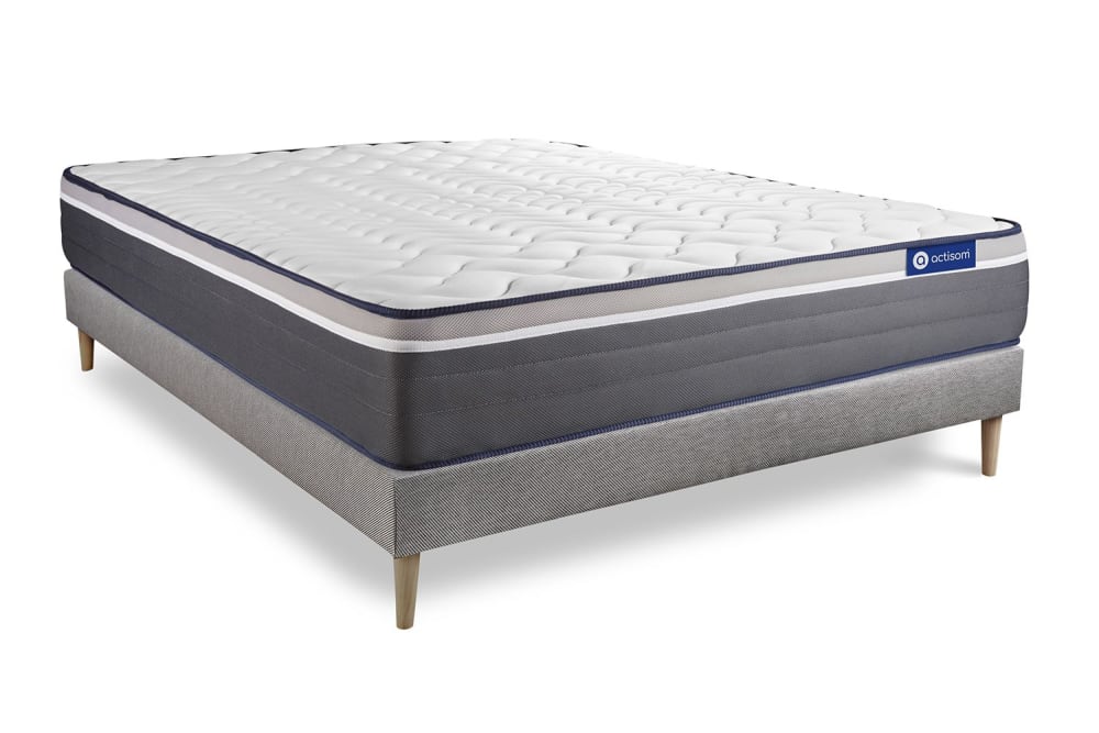 Actisom Bettgestell + Matratze Hybrid 180 x 220 cm, grau style modern - Holz