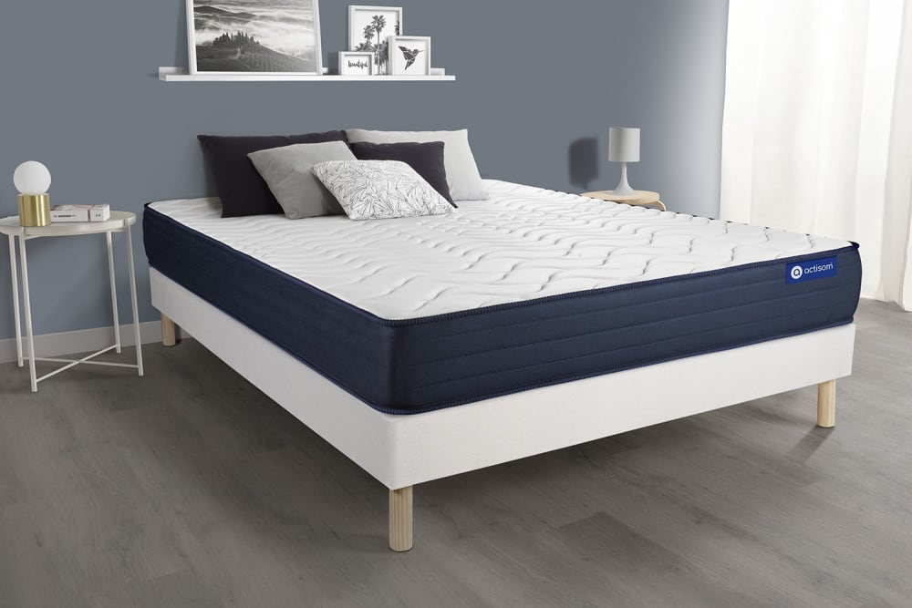Actisom Bettgestell + Matratze Hybrid 120 x 220 cm, weiß style modern - Holz