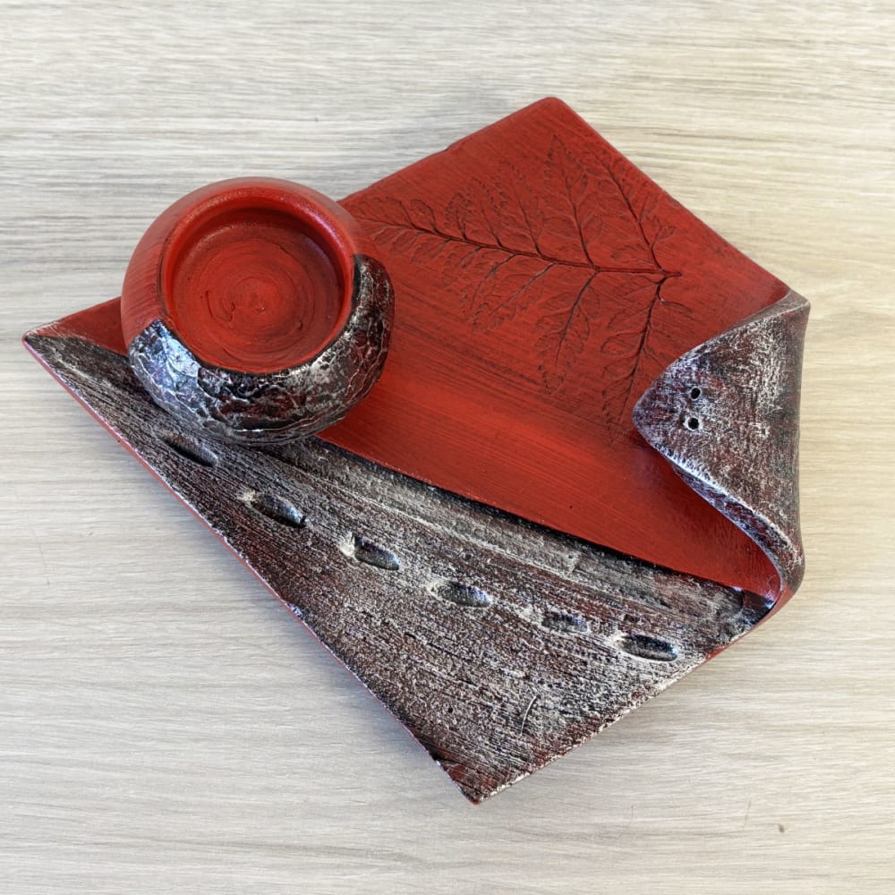 Porte-encens artisanal pour bâtons, cônes et charbon rouge — vue 3