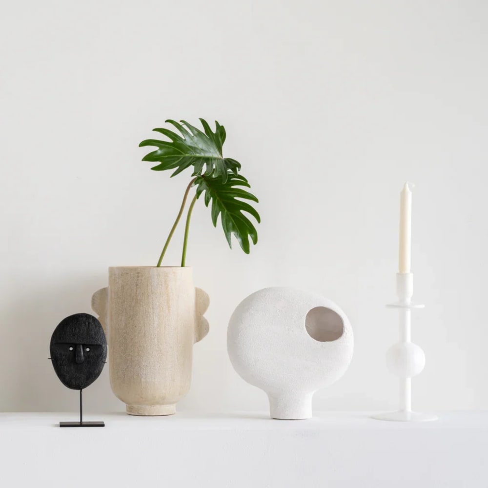 Kerzenhalter aus Glas weiß Ø 12.5 * 30 cm - Maisons Du Monde
