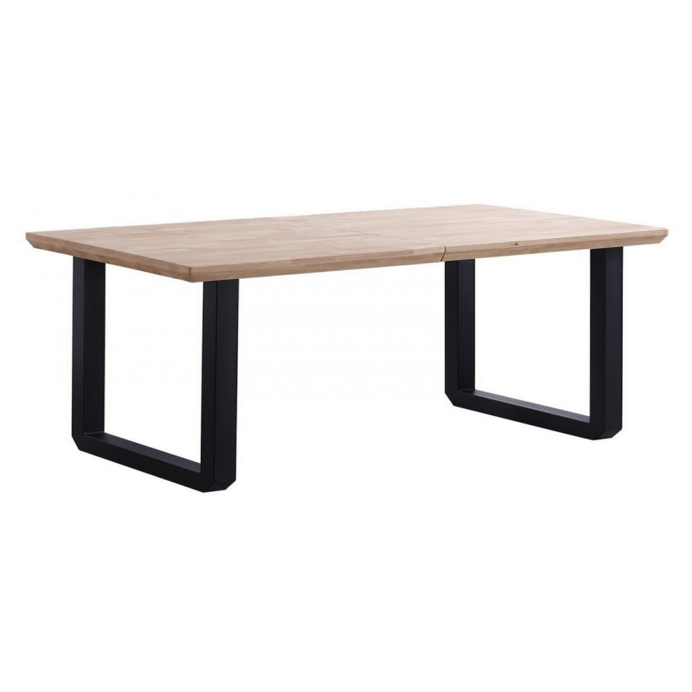 Mathi Design Ausziehbarer Esstisch aus Eiche und Stahl B 220 cm style vintage Schwarz Holz