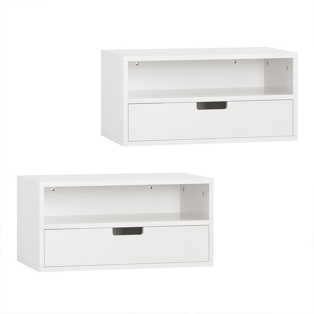 SoBuy Nachttisch wandmontiert weiß 45×25×22 cm style modern - Spanplatte