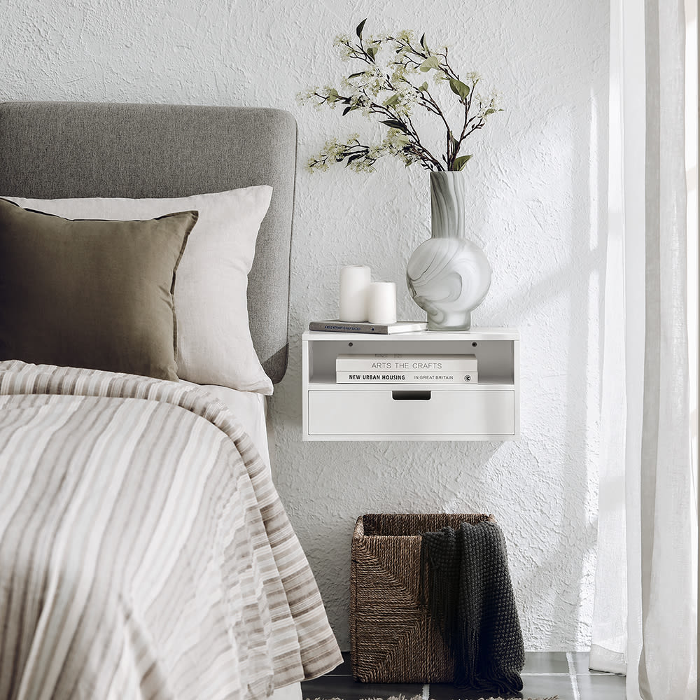 Nachttisch wandmontiert weiß 45×25×22 cm - Maisons Du Monde
