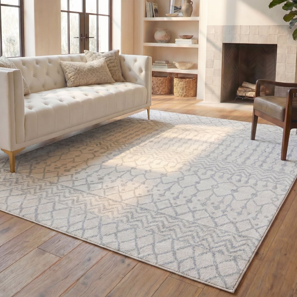 Safavieh Böhmisch Polypropylen-Teppich in Weiß/Grau, 160 x 229 cm style classic chic Weiß Pp - Polypropylen