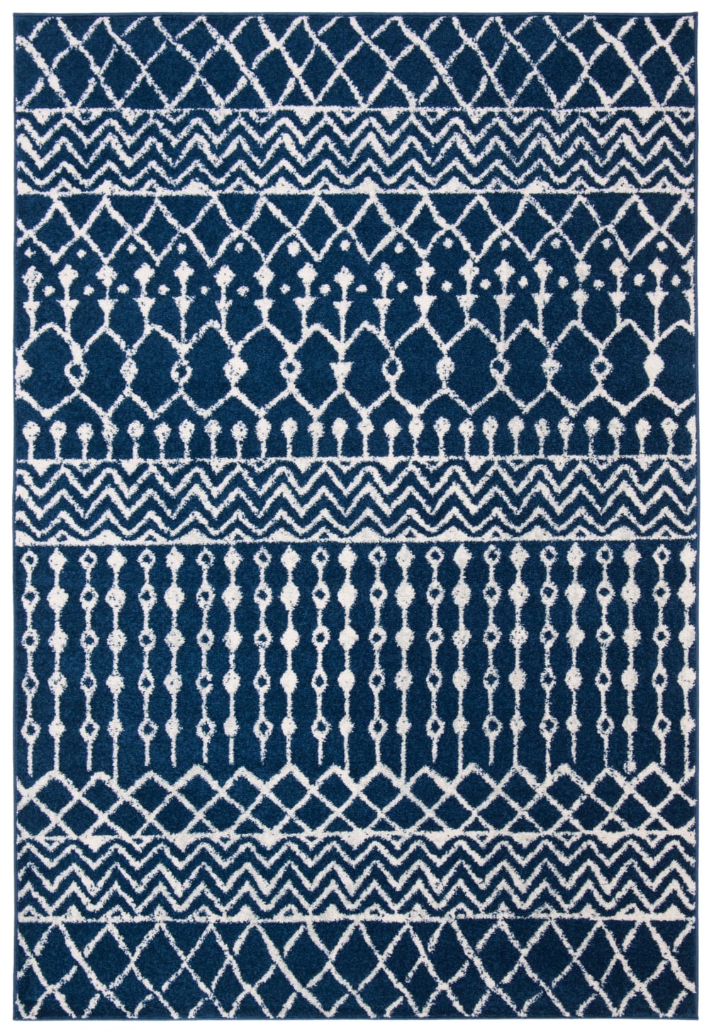 Böhmisch Polypropylen-Teppich in Blau/Weiß, 160 x 229 cm -