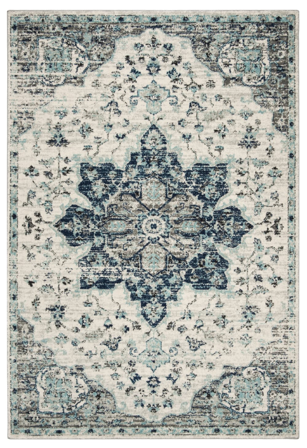 Safavieh Übergangsphase Polypropylen-Teppich in Weiß/Blau, 160 x 229 cm style vintage Blau Pp - Polypropylen