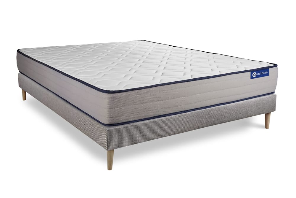 Actisom Bettgestell + Matratze aus Latex und Memory-Schaum 130 x 220 cm, grau style modern - Holz