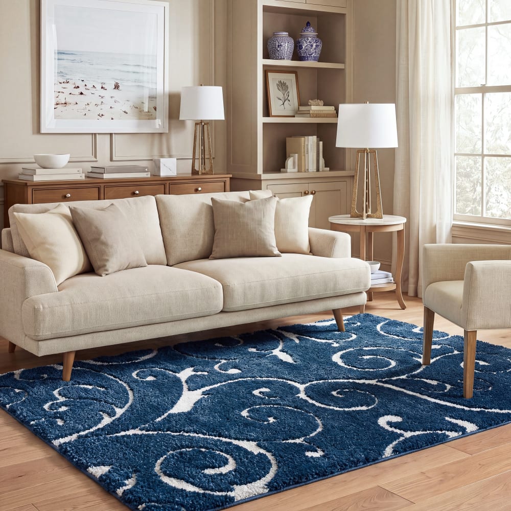 Safavieh Polypropylen-Teppich in Blau/Beige, 160 x 229 cm style classic chic Blau Pp - Polypropylen