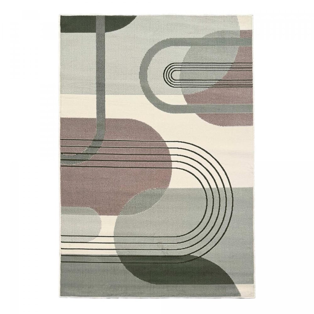 Un amour de tapis Wohnzimmerteppich 160 x 225 cm, Retro-Vintage, grün, creme, grafisch style vintage Öko-Tex Zertifikat - Pes - Polyester