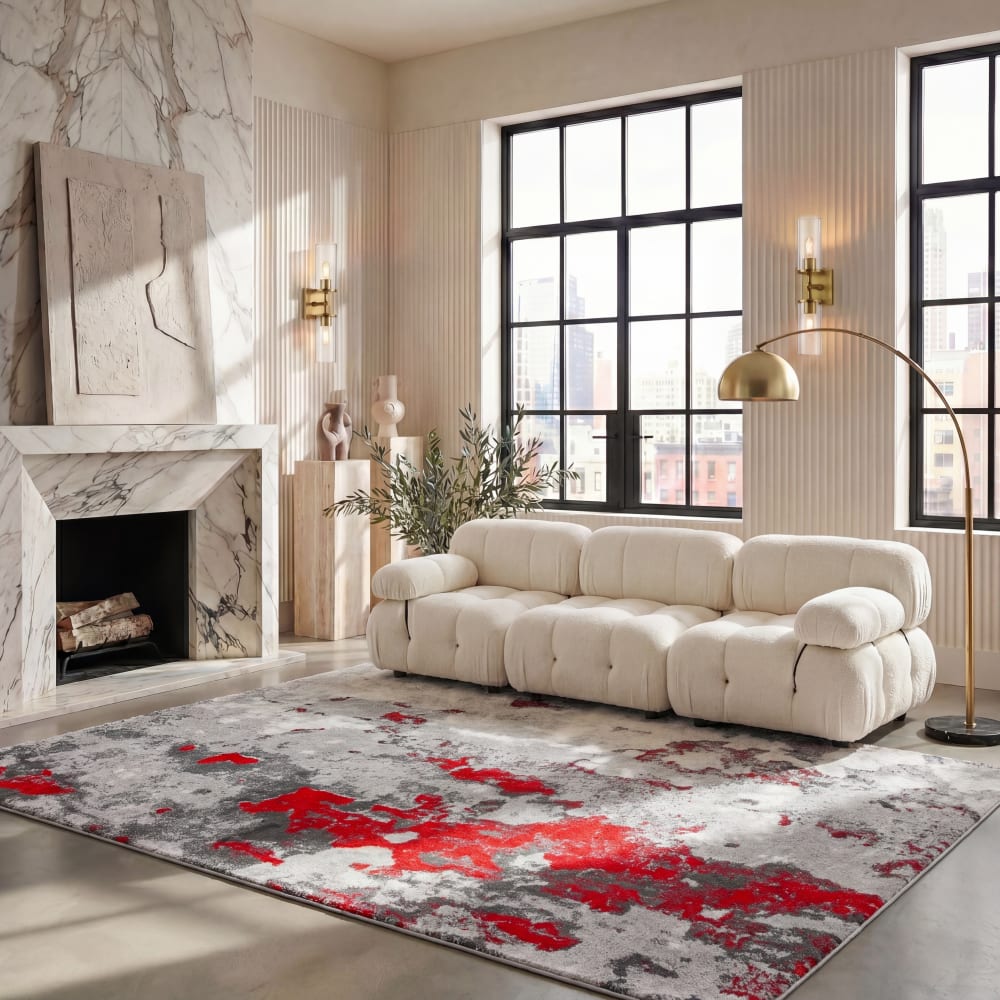 Polypropylen-Teppich in Rot/Grau, 155 x 229 cm - Maisons Du Monde