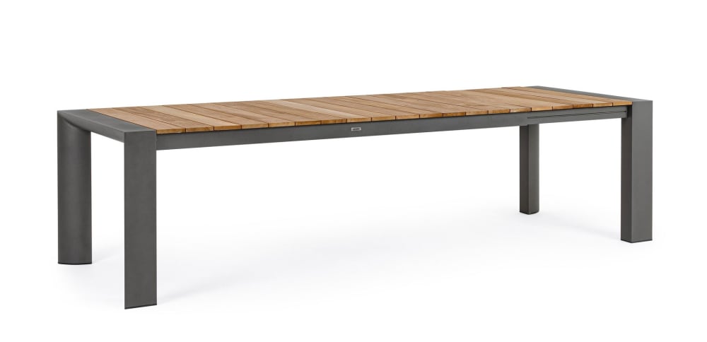 Table en aluminium avec - teck plateau