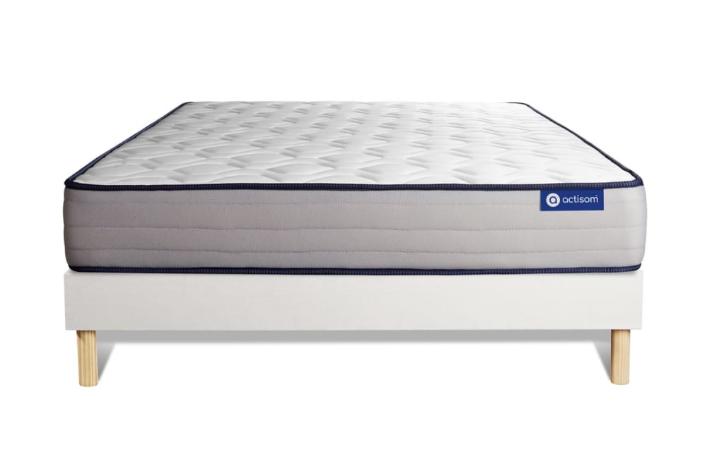 Actisom Bettgestell + Matratze aus Latex und Memory-Schaum 140 x 220 cm, weiß style modern - Holz