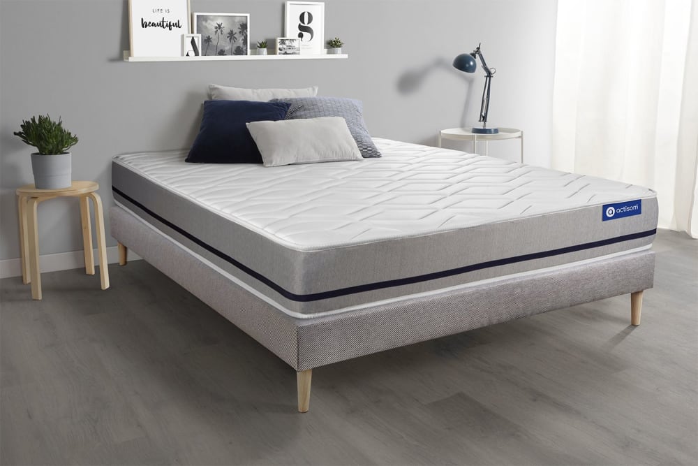 Actisom Bettgestell + Matratze aus Memory-Schaum 120 x 220 cm, grau style modern - Holz