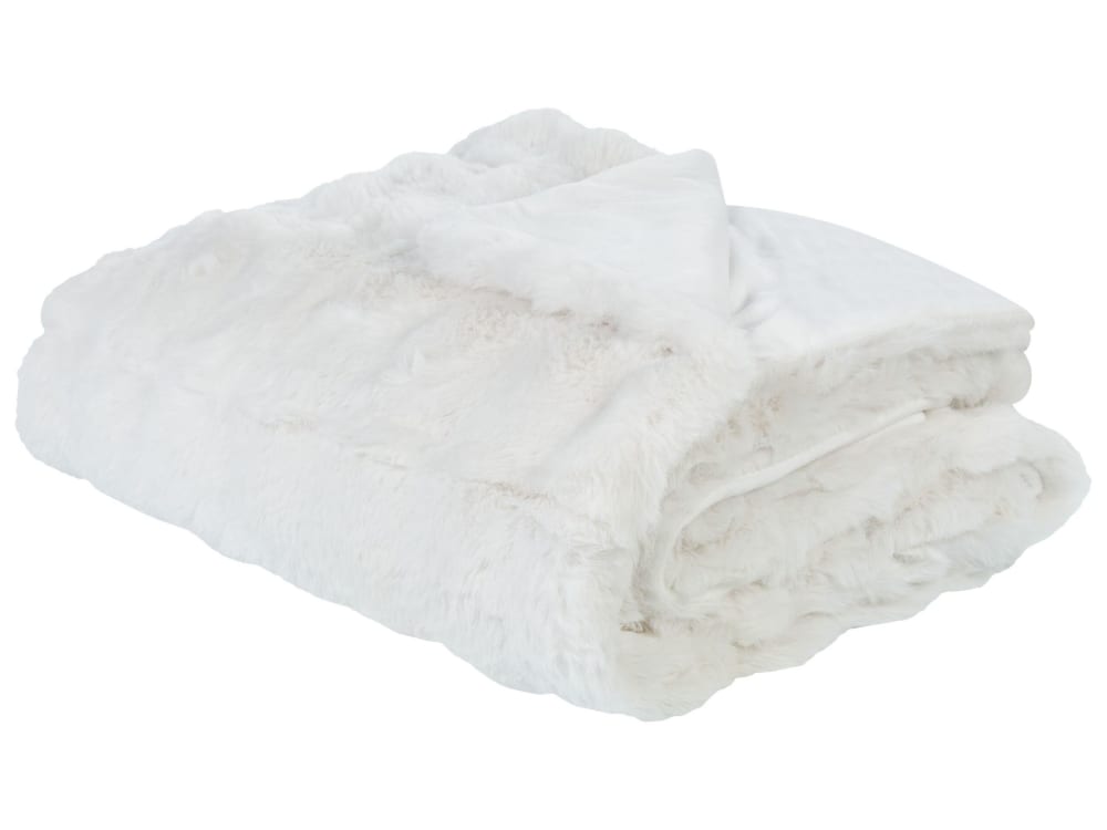 Beliani Kuscheldecke aus Webpelz 220 x 200cm, weiß style modern - Webpelz