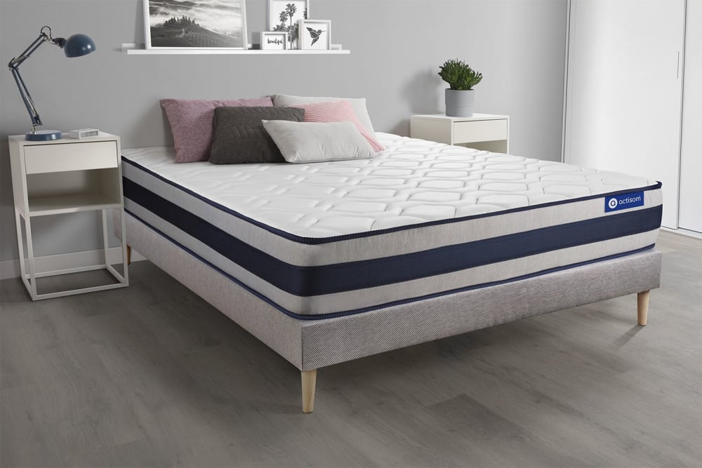 Actisom Bettgestell + Matratze aus Memory-Schaum 120 x 220 cm, grau style modern - Holz