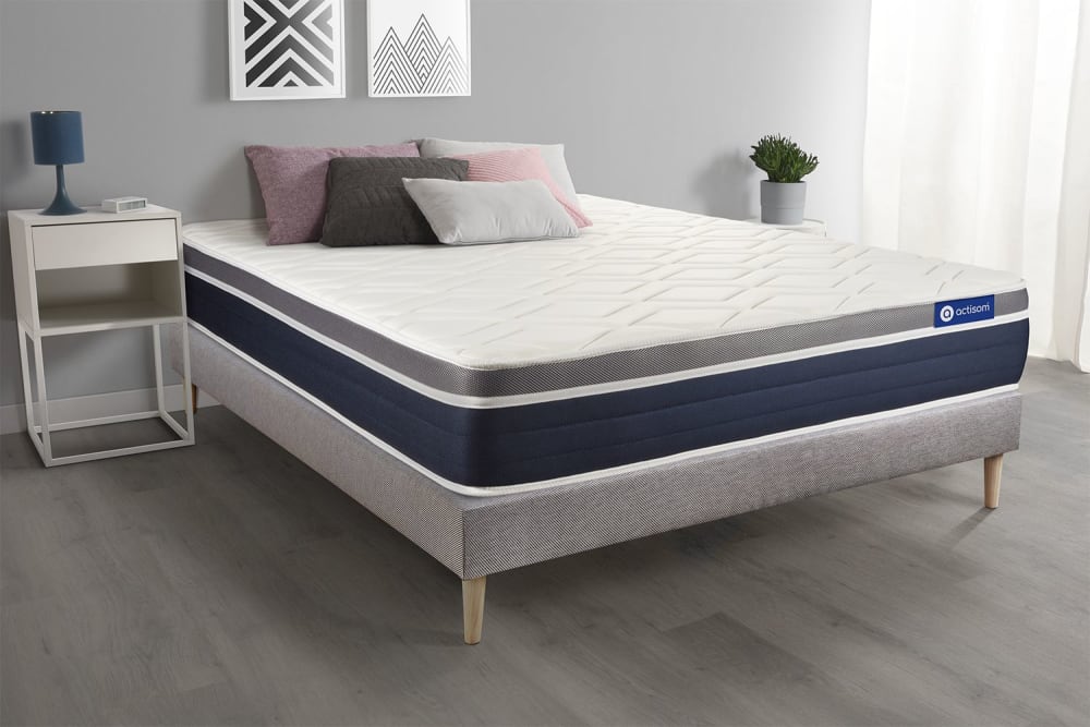 Actisom Bettgestell + Matratze aus Memory-Schaum 120 x 220 cm, grau style modern - Holz