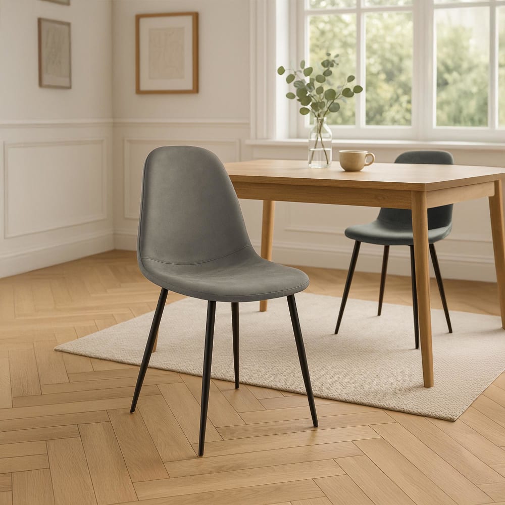CLP Esszimmerstuhl mit Metallgestell aus Vintage Kunstleder dunkelgrau style modern - Pvc - Polyvinlychlorid
