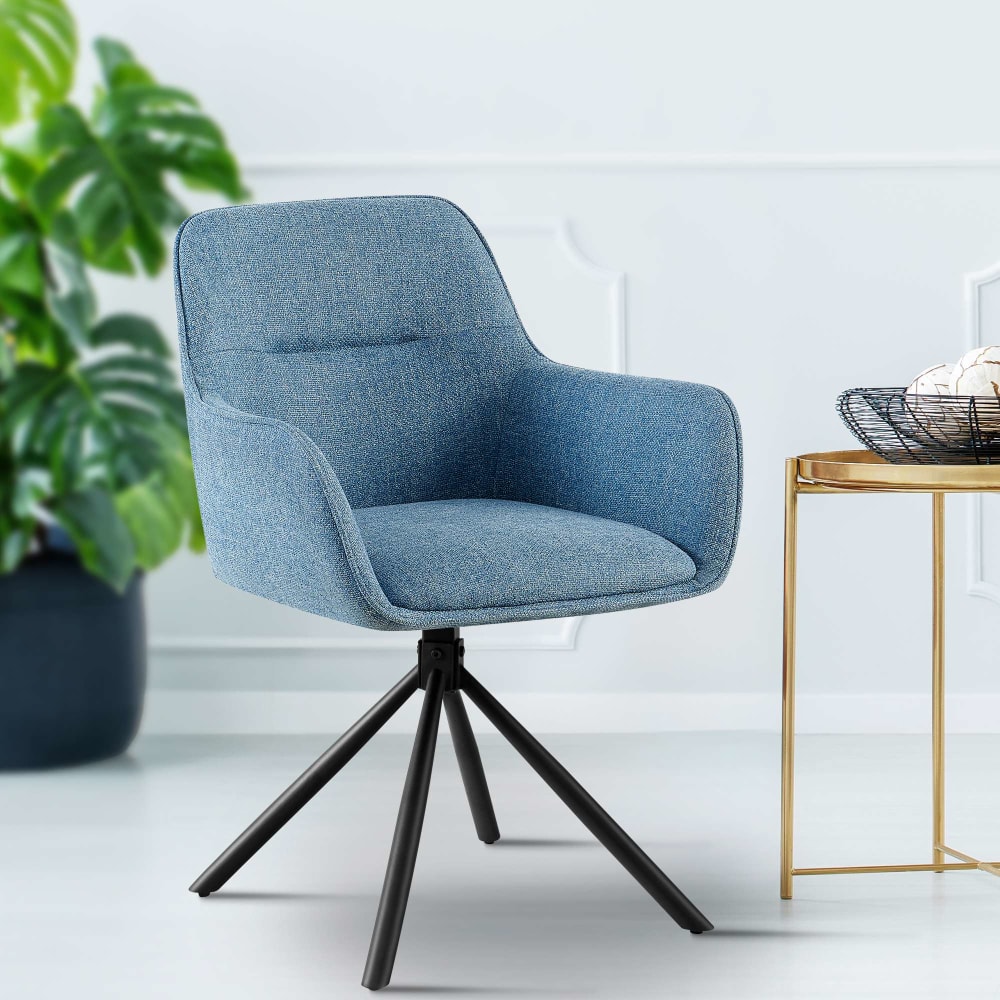 CLP Esszimmerstuhl drehbar aus Stoff blau style modern - Stoff