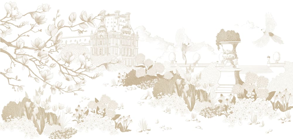 Papier peint jardin parisien, beige 225 x 250cm — vue 3