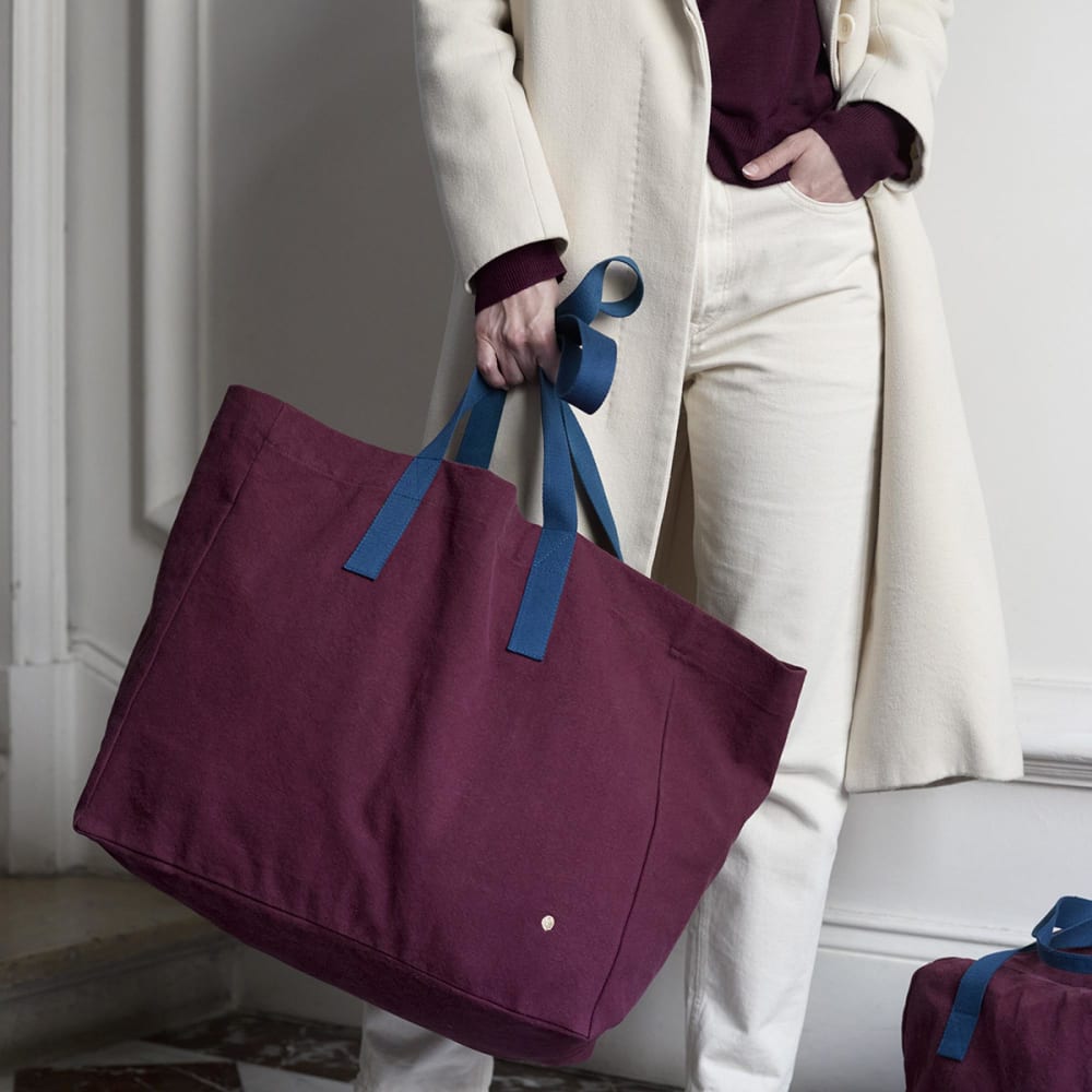 Shopper-Tasche aus Bio-Baumwolle bordeaux 38x46x18 cm - Maisons