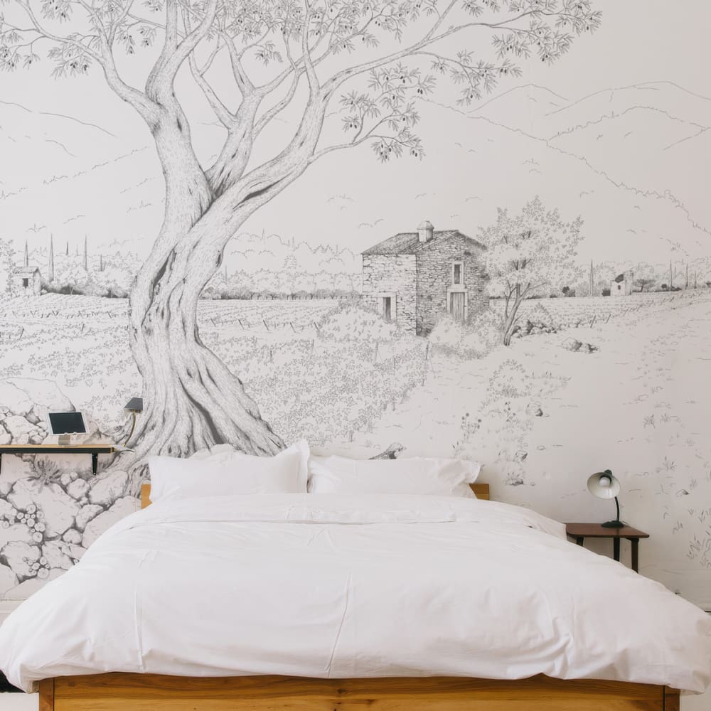 Acte Deco Tapete In den Weinbergen, Grau 225 x 250cm style modern Grau Öko-Tex Zertifikat Papier