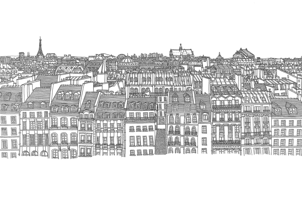 Papier peint paris vue de beaubourg, 225 x 250cm — vue 3