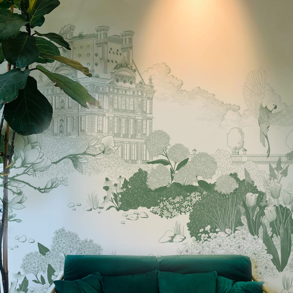 Papier peint jardin parisien,